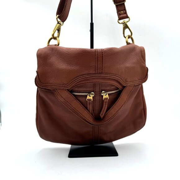 Fossil Erin Foldover Leather Tote Crossbody Bag Dark Brown purse Crossbody - Picture 1 of 10